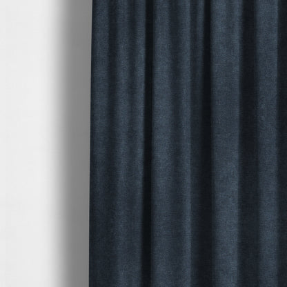 Earley Soft Matt Velvet Chenille Furnishing Upholstery Fabric In Denim Blue Colour - Made To Measure Curtains