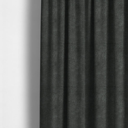 Earley Soft Matt Velvet Chenille Furnishing Upholstery Fabric In Granite Grey Colour - Made To Measure Curtains