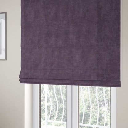 Earley Soft Matt Velvet Chenille Furnishing Upholstery Fabric In Purple Colour - Roman Blinds