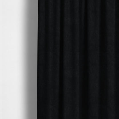 Earley Soft Matt Velvet Chenille Furnishing Upholstery Fabric In Black Colour - Made To Measure Curtains