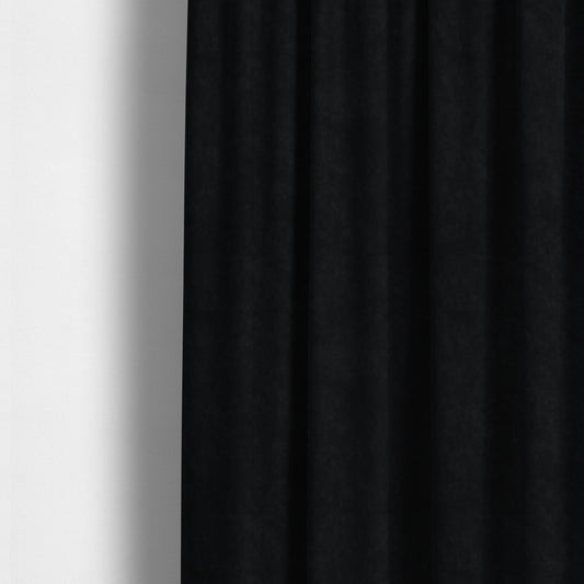 Earley Soft Matt Velvet Chenille Furnishing Upholstery Fabric In Black Colour - Made To Measure Curtains