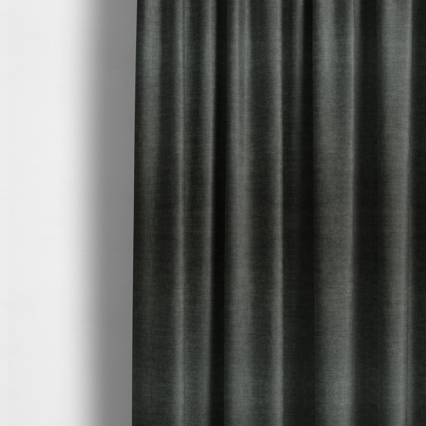 Faleolo Thick Durable Soft Velvet Material Black Dark Grey Colour Upholstery Fabric - Made To Measure Curtains