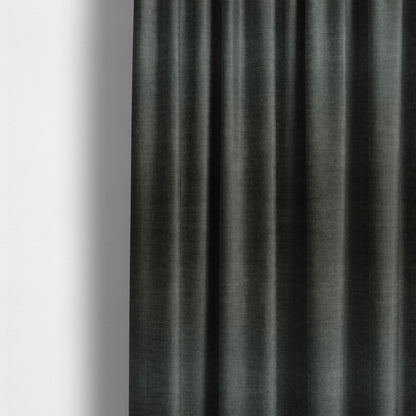 Faleolo Thick Durable Soft Velvet Material Black Dark Grey Colour Upholstery Fabric - Made To Measure Curtains