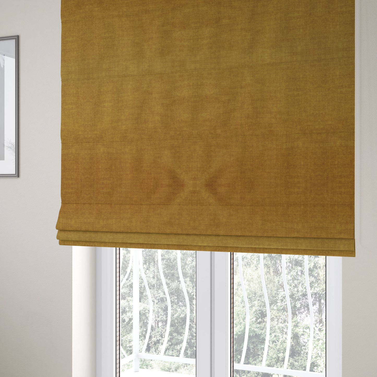 Faleolo Thick Durable Soft Velvet Material Yellow Colour Upholstery Fabric - Roman Blinds