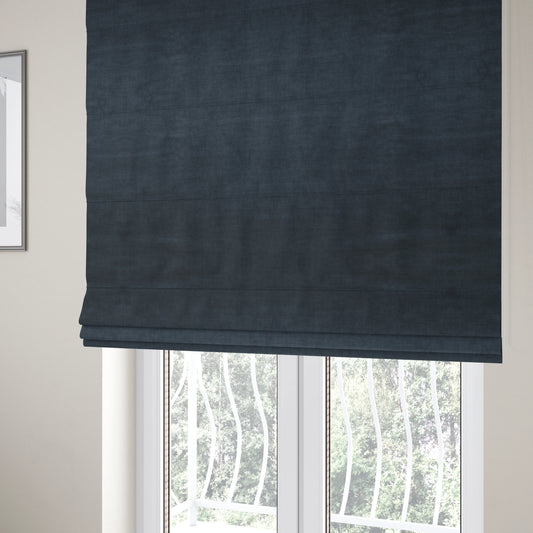 Faleolo Thick Durable Soft Velvet Material Navy Blue Colour Upholstery Fabric - Roman Blinds