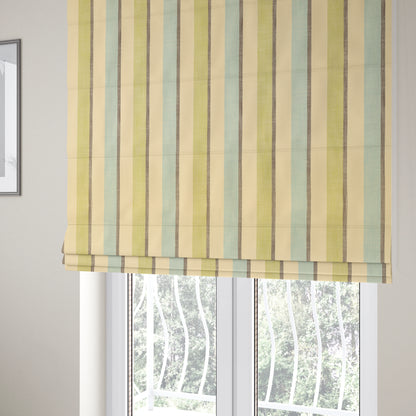 Falkirk Scottish Inspired Striped Pattern In Chenille Material Upholstery Fabric Blue Green Colour - Roman Blinds