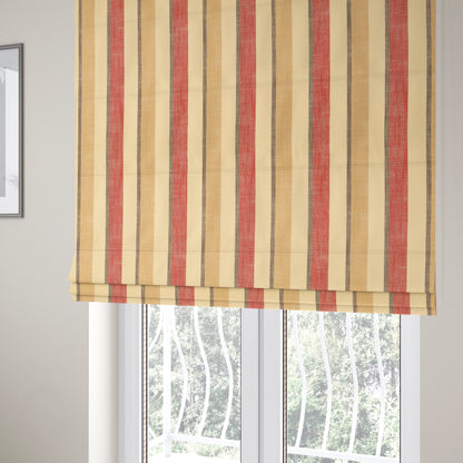 Falkirk Scottish Inspired Striped Pattern In Chenille Material Upholstery Fabric Red Colour - Roman Blinds