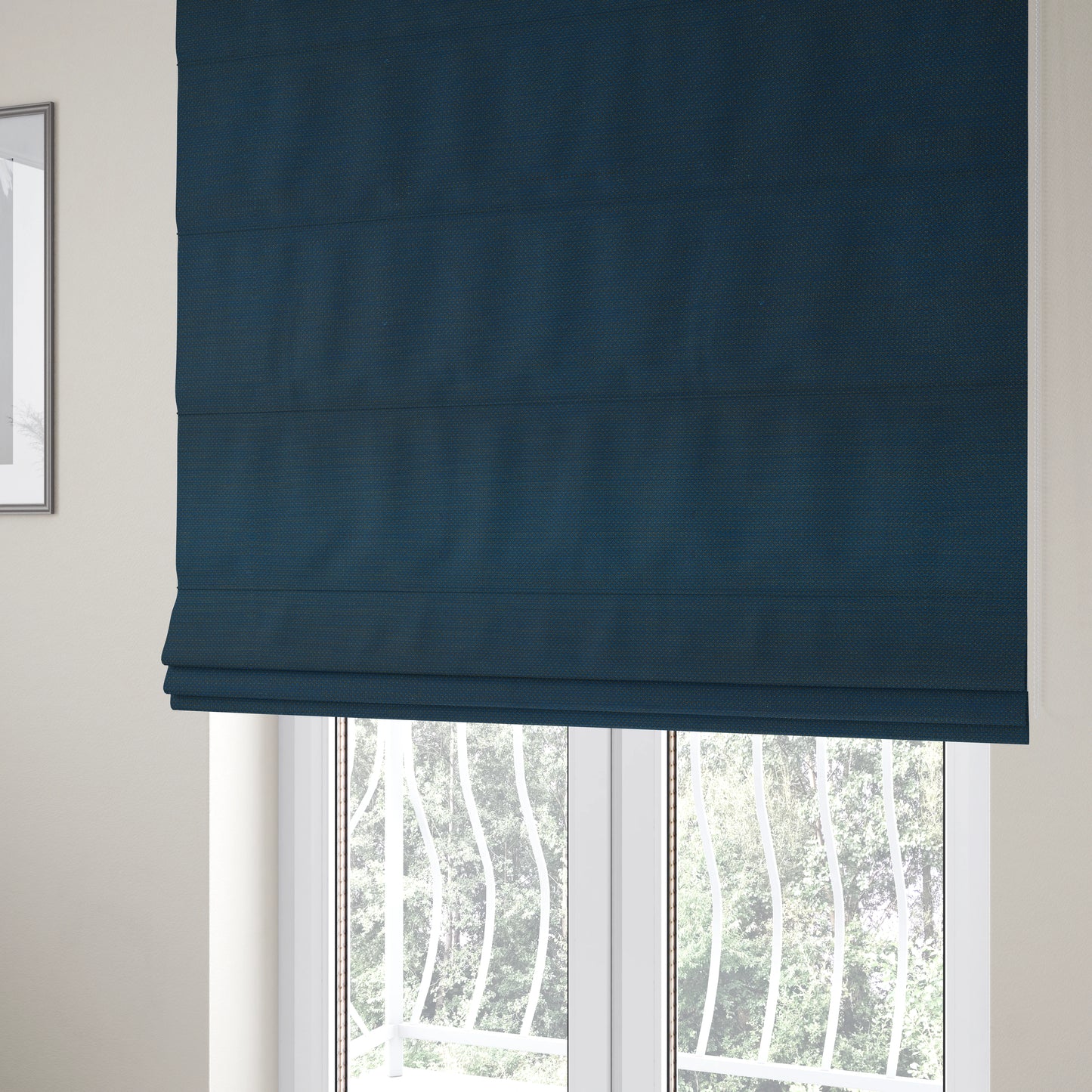 Festival Colourful Textured Chenille Plain Upholstery Fabric In Navy Blue - Roman Blinds