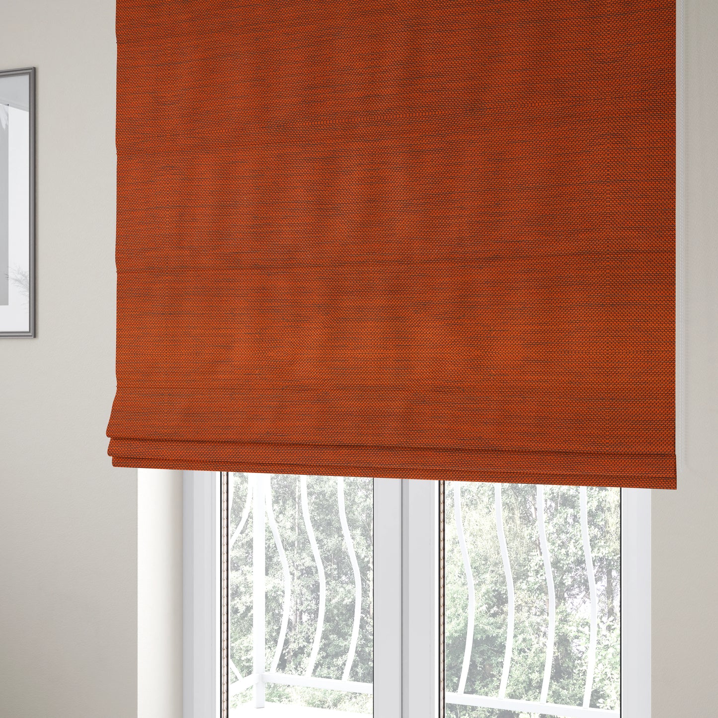 Festival Colourful Textured Chenille Plain Upholstery Fabric In Orange - Roman Blinds