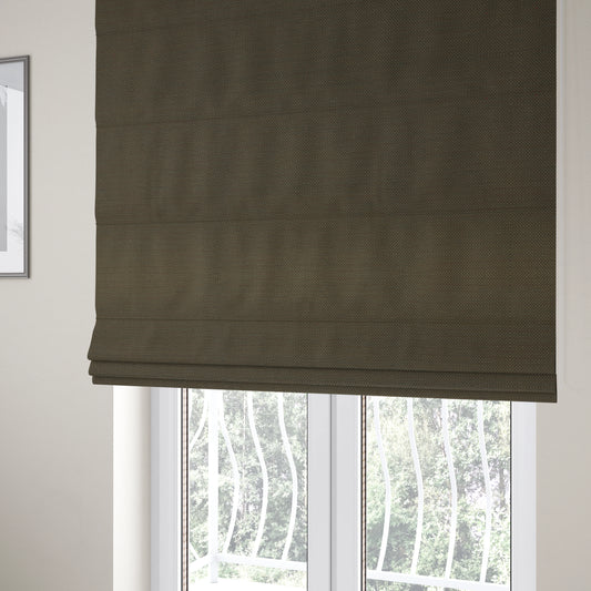 Festival Colourful Textured Chenille Plain Upholstery Fabric In Brown - Roman Blinds