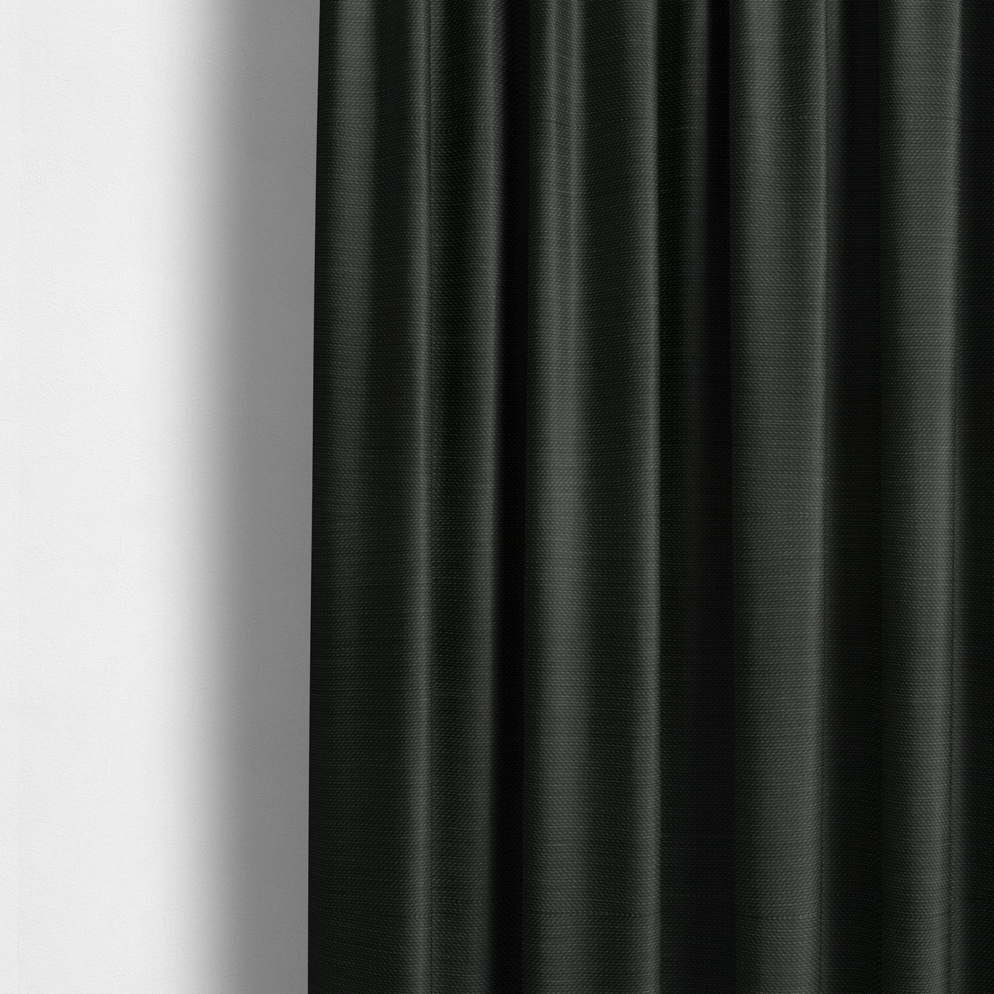 Festival Colourful Textured Chenille Plain Upholstery Fabric In Black - Made To Measure Curtains