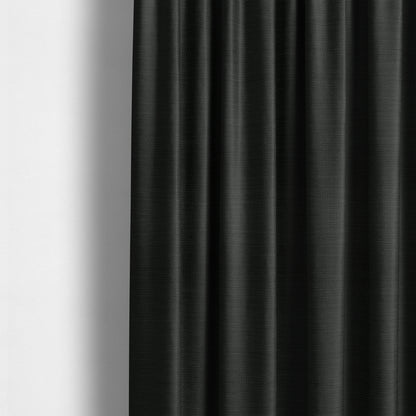 Festival Colourful Textured Chenille Plain Upholstery Fabric In Black - Made To Measure Curtains