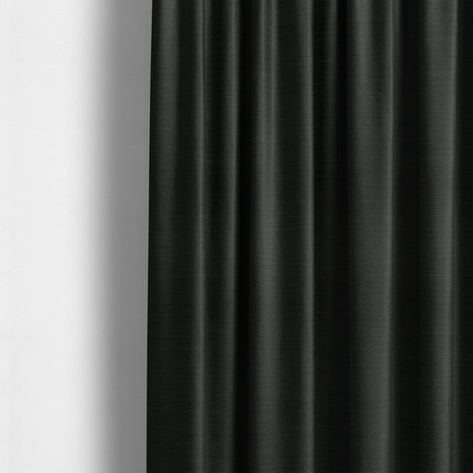 Festival Colourful Textured Chenille Plain Upholstery Fabric In Black - Made To Measure Curtains