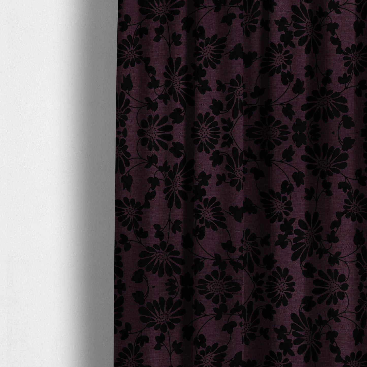 Fiona Embossed Floral Pattern Chenille Purple Colour Upholstery Furnishing Fabric - Made To Measure Curtains