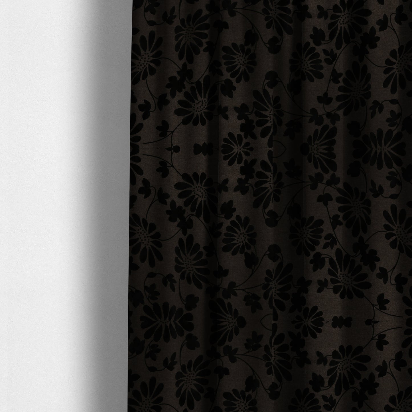 Fiona Embossed Floral Pattern Chenille Brown Colour Upholstery Furnishing Fabric - Made To Measure Curtains