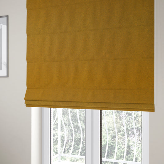 Florence Soft Plain Chenille Yellow Mustard Colour Quality Upholstery Fabric - Roman Blinds