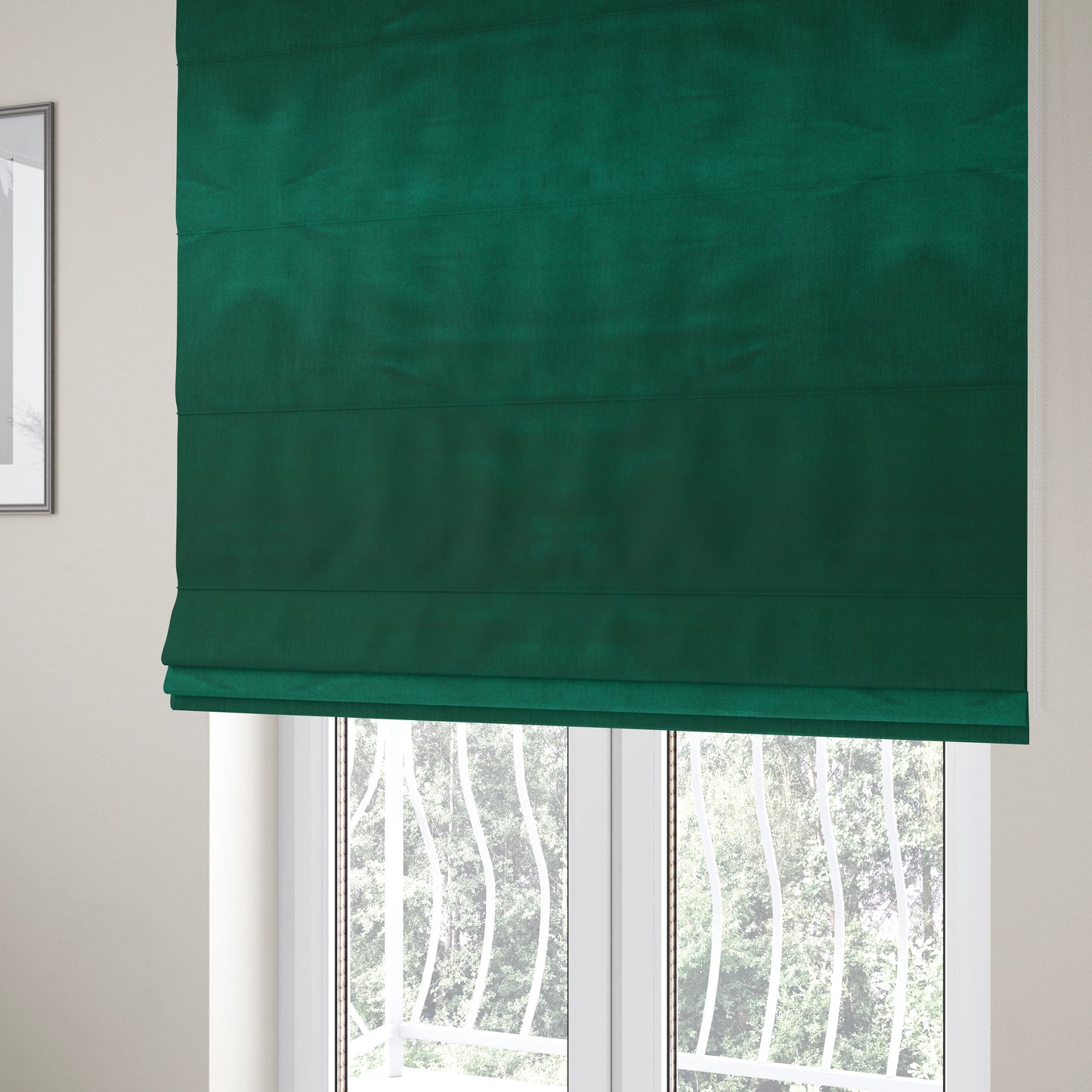 Florentine Soft Shine Textured Emerald Green Colour Chenille Velvet Upholstery Fabric - Roman Blinds