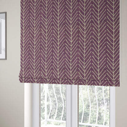 Frisco Stem Pattern Printed On Linen Effect Chenille Material Purple Coloured Furnishing Fabrics - Roman Blinds