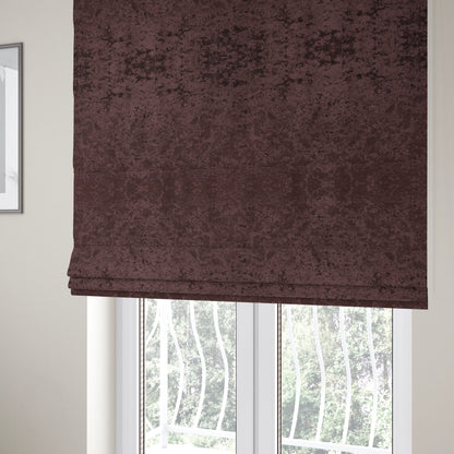 Geneva Crushed Velvet Upholstery Fabric In Mulberry Wine Red Colour - Roman Blinds