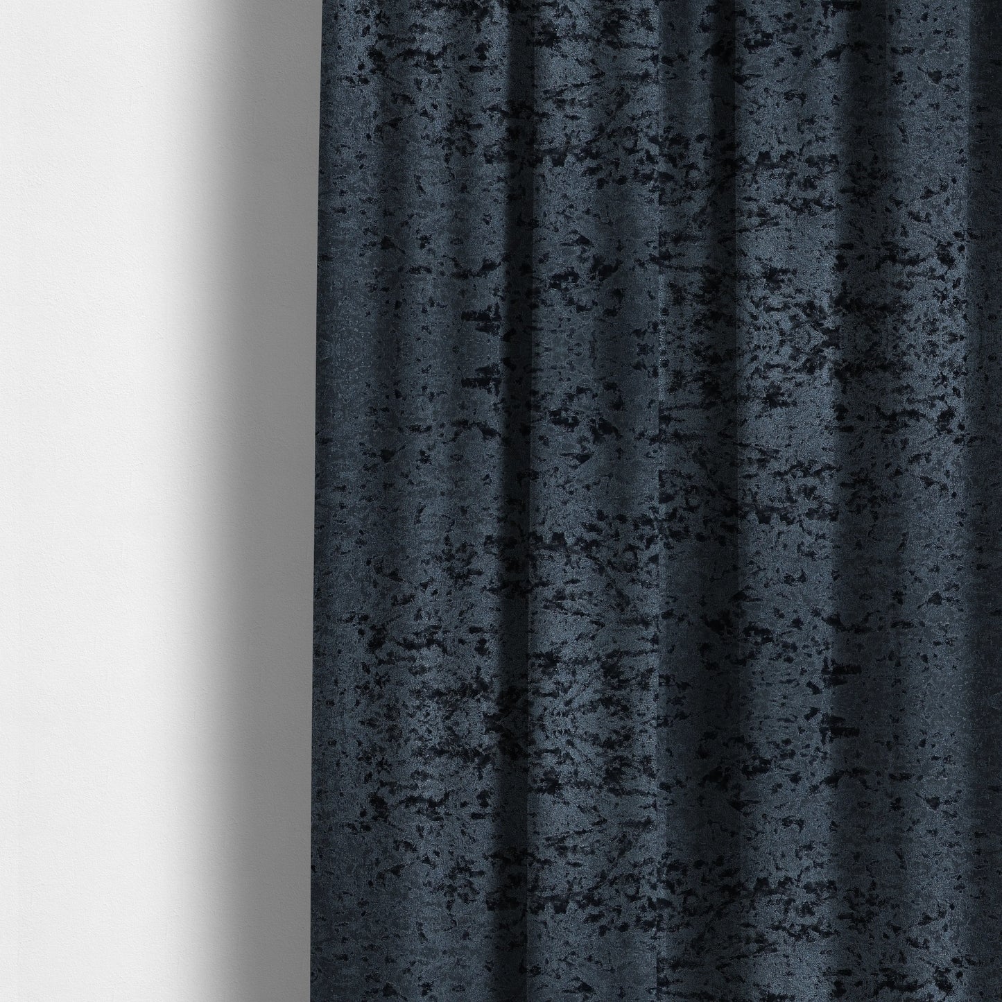 Geneva Crushed Velvet Upholstery Fabric In Navy Denim Blue Colour - Made To Measure Curtains