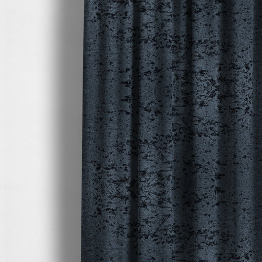 Geneva Crushed Velvet Upholstery Fabric In Navy Denim Blue Colour - Made To Measure Curtains