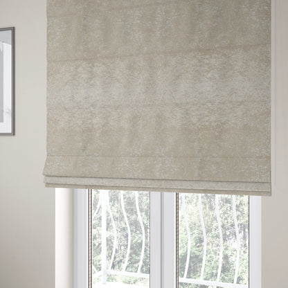 Geneva Crushed Velvet Upholstery Fabric In Cream Colour - Roman Blinds