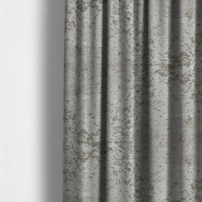 Geneva Crushed Velvet Upholstery Fabric In Silver Colour - Made To Measure Curtains