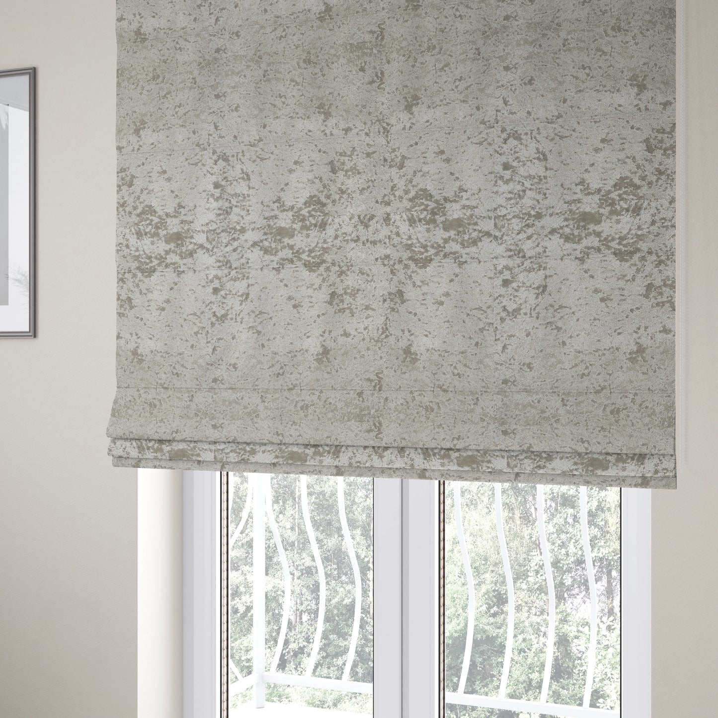 Geneva Crushed Velvet Upholstery Fabric In Silver Colour - Roman Blinds