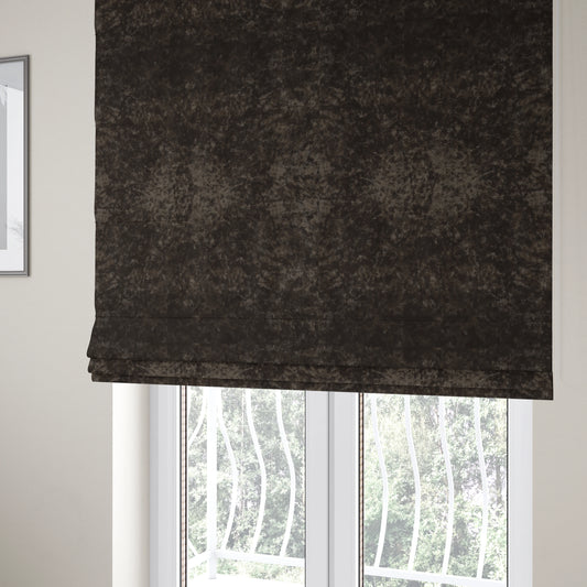 Geneva Crushed Velvet Upholstery Fabric In Chocolate Brown Colour - Roman Blinds