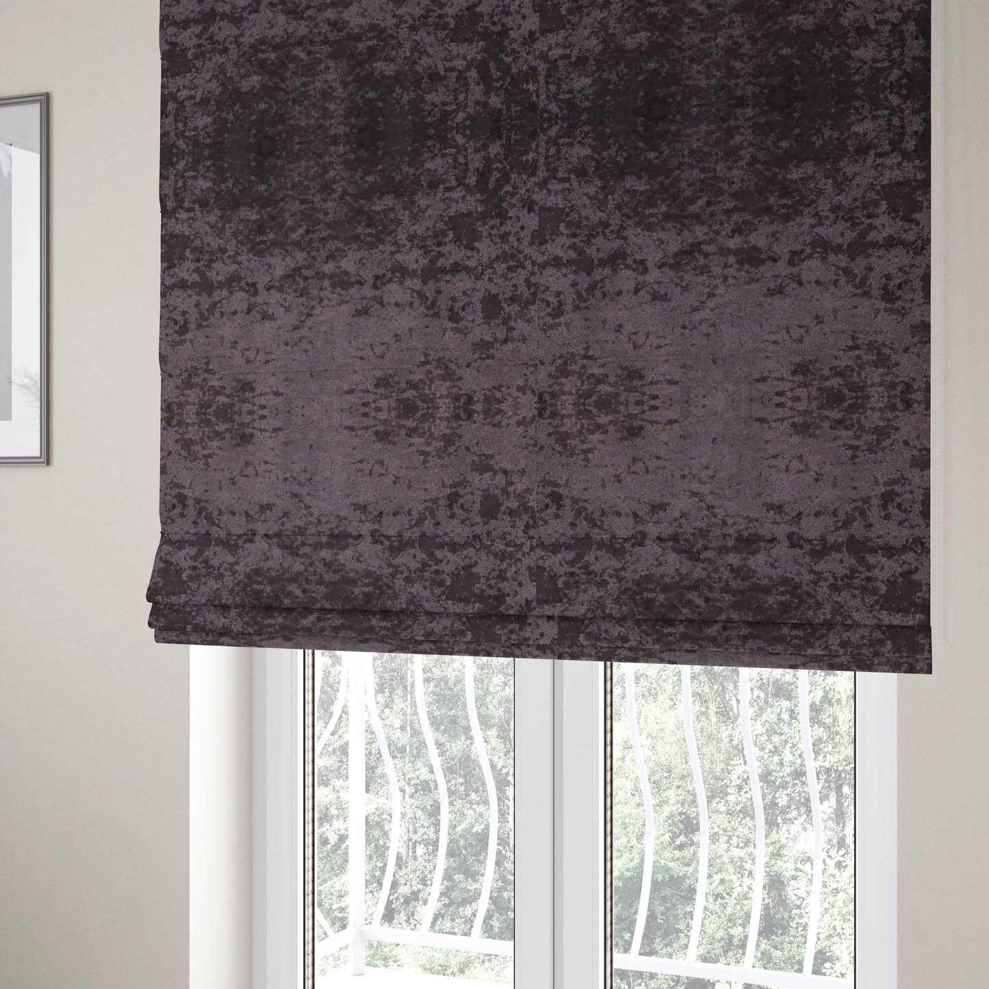 Geneva Crushed Velvet Upholstery Fabric In Purple Colour - Roman Blinds