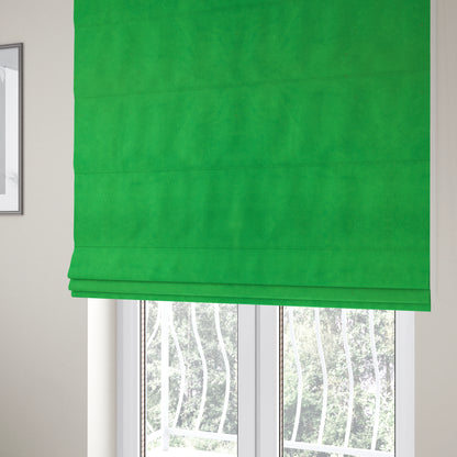 Giovanni Matt Plain Velvet Upholstery Fabric In Apple Green Colour - Roman Blinds