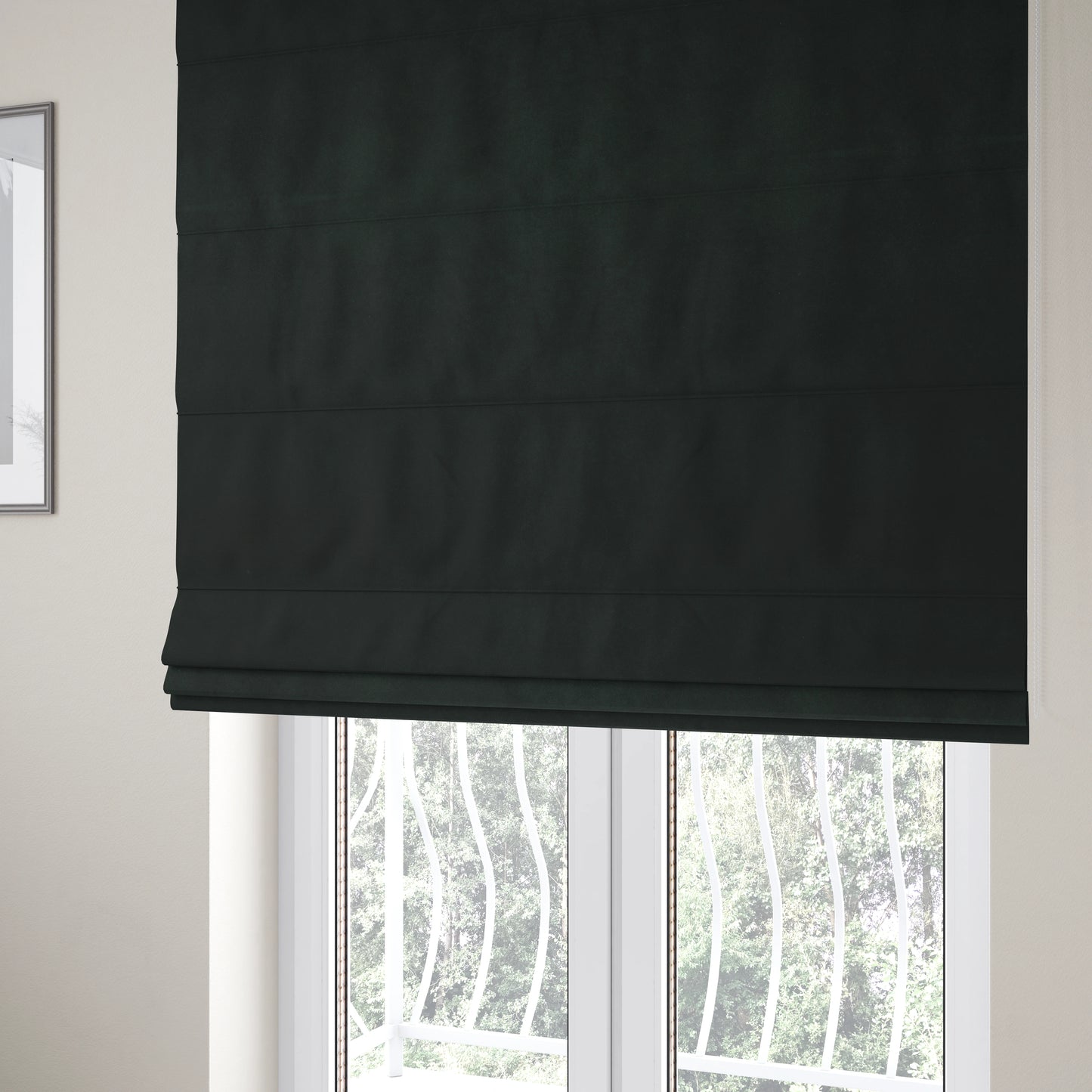 Giovanni Matt Plain Velvet Upholstery Fabric In Black Colour - Roman Blinds