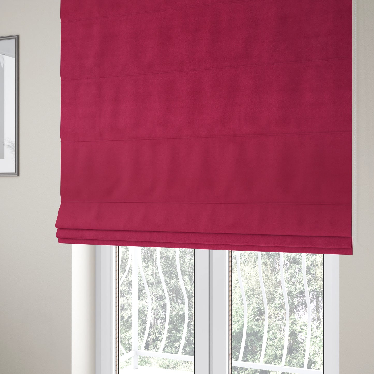 Giovanni Matt Plain Velvet Upholstery Fabric In Ruby Pink Colour - Roman Blinds