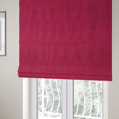 Giovanni Matt Plain Velvet Upholstery Fabric In Ruby Pink Colour - Roman Blinds