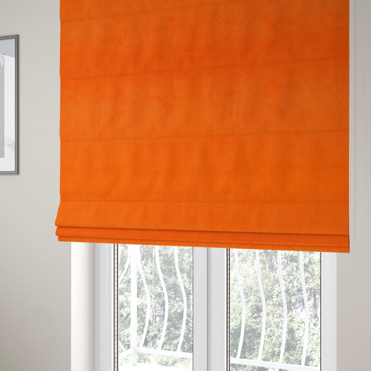 Giovanni Matt Plain Velvet Upholstery Fabric In Fire Orange Colour - Roman Blinds