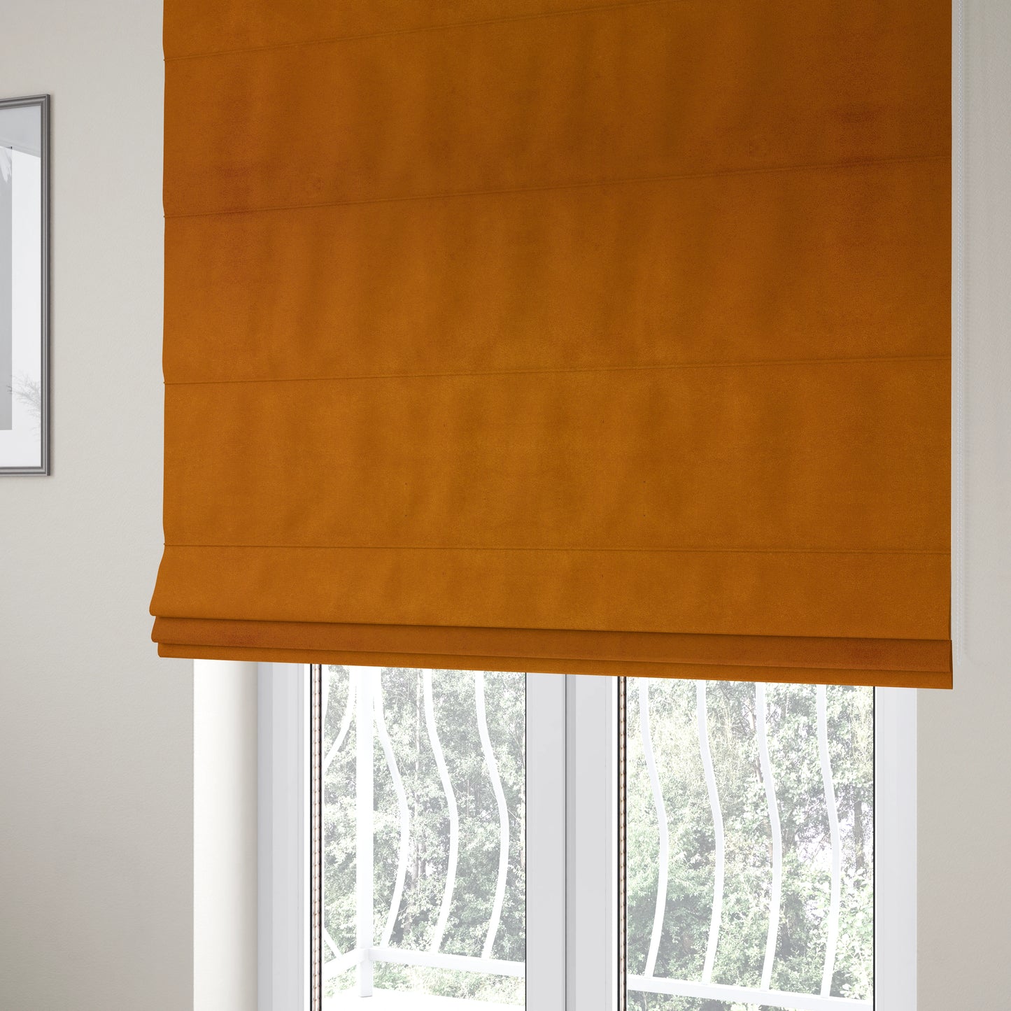 Giovanni Matt Plain Velvet Upholstery Fabric In Honey Orange Colour - Roman Blinds