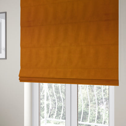 Giovanni Matt Plain Velvet Upholstery Fabric In Honey Orange Colour - Roman Blinds