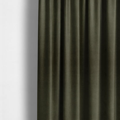 Giovanni Matt Plain Velvet Upholstery Fabric In Deep Olive Green Colour - Made To Measure Curtains