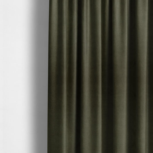 Giovanni Matt Plain Velvet Upholstery Fabric In Deep Olive Green Colour - Made To Measure Curtains