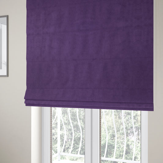 Giovanni Matt Plain Velvet Upholstery Fabric In Plum Purple Colour - Roman Blinds