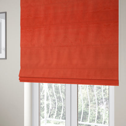 Giovanni Matt Plain Velvet Upholstery Fabric In Coral Orange Colour - Roman Blinds