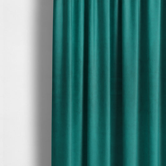 Giovanni Matt Plain Velvet Upholstery Fabric In Teal Blue Colour - Made To Measure Curtains