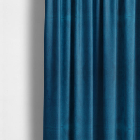 Giovanni Matt Plain Velvet Upholstery Fabric In Azure Blue Colour - Made To Measure Curtains