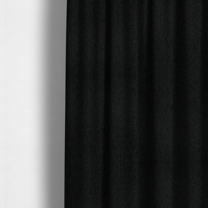 Gloria Soft Woven Textured Chenille Upholstery Fabric Black Colour - Made To Measure Curtains