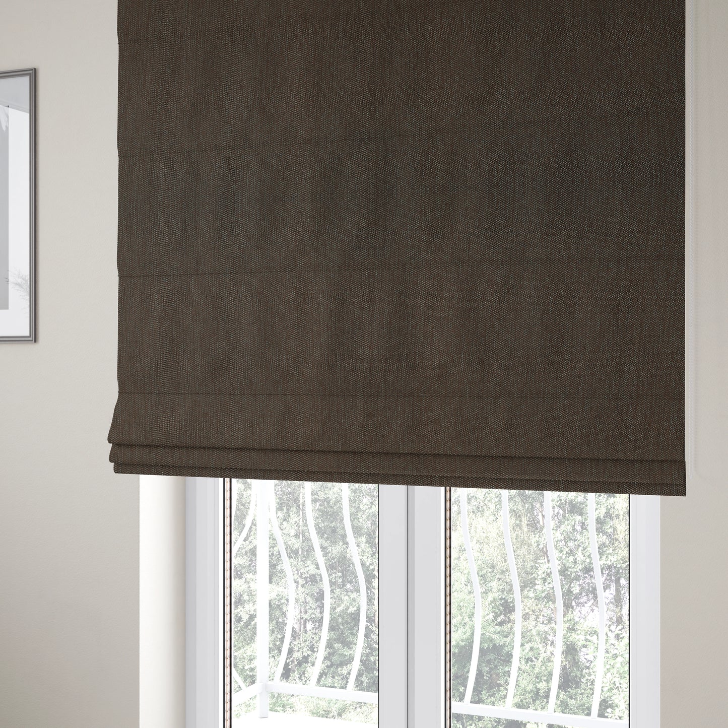 Gloria Soft Woven Textured Chenille Upholstery Fabric Brown Colour - Roman Blinds