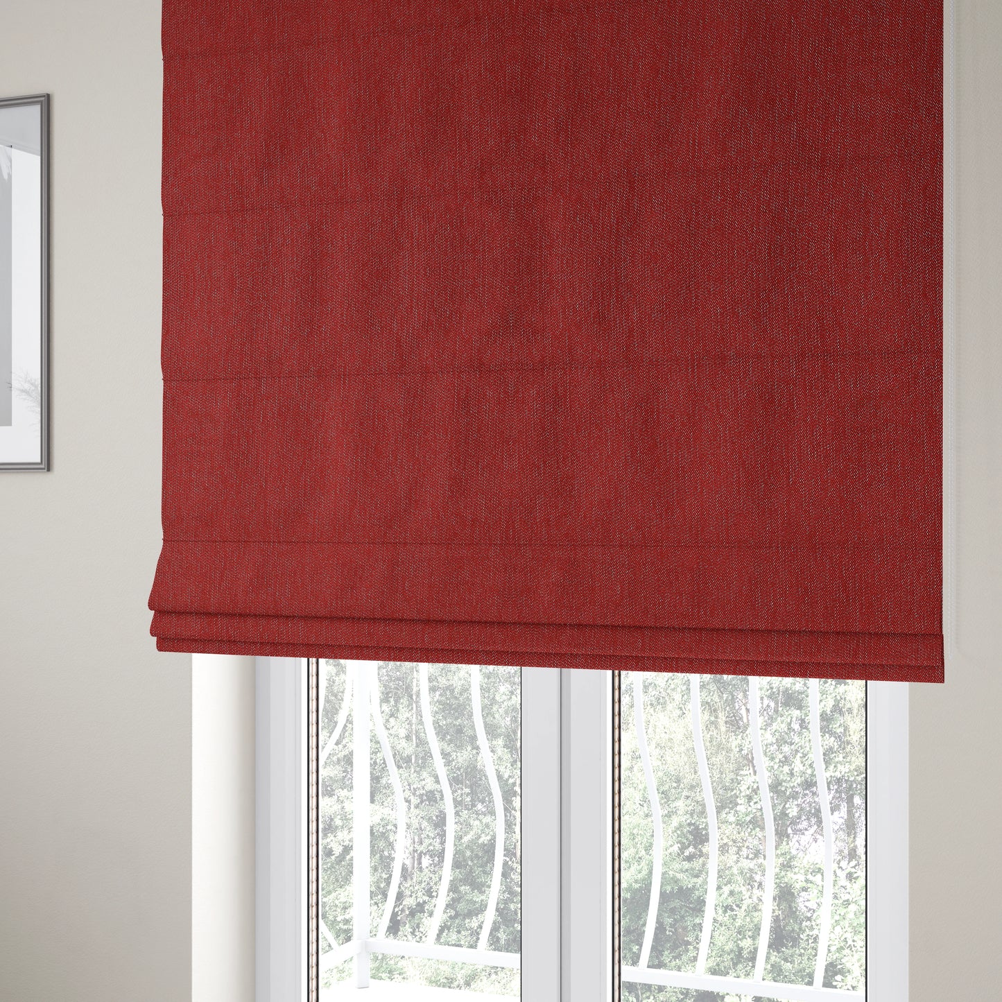 Gloria Soft Woven Textured Chenille Upholstery Fabric Red Colour - Roman Blinds