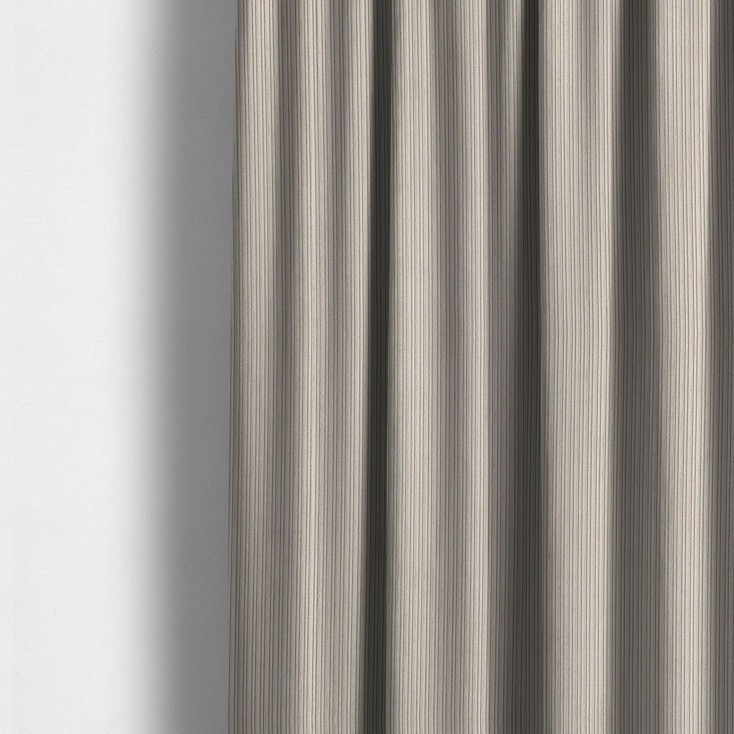 Goole Pencil Thin Striped Corduroy Upholstery Furnishing Fabric Silver Colour - Made To Measure Curtains