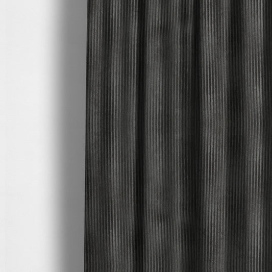 Goole Pencil Thin Striped Corduroy Upholstery Furnishing Fabric Charcoal Grey Colour - Made To Measure Curtains