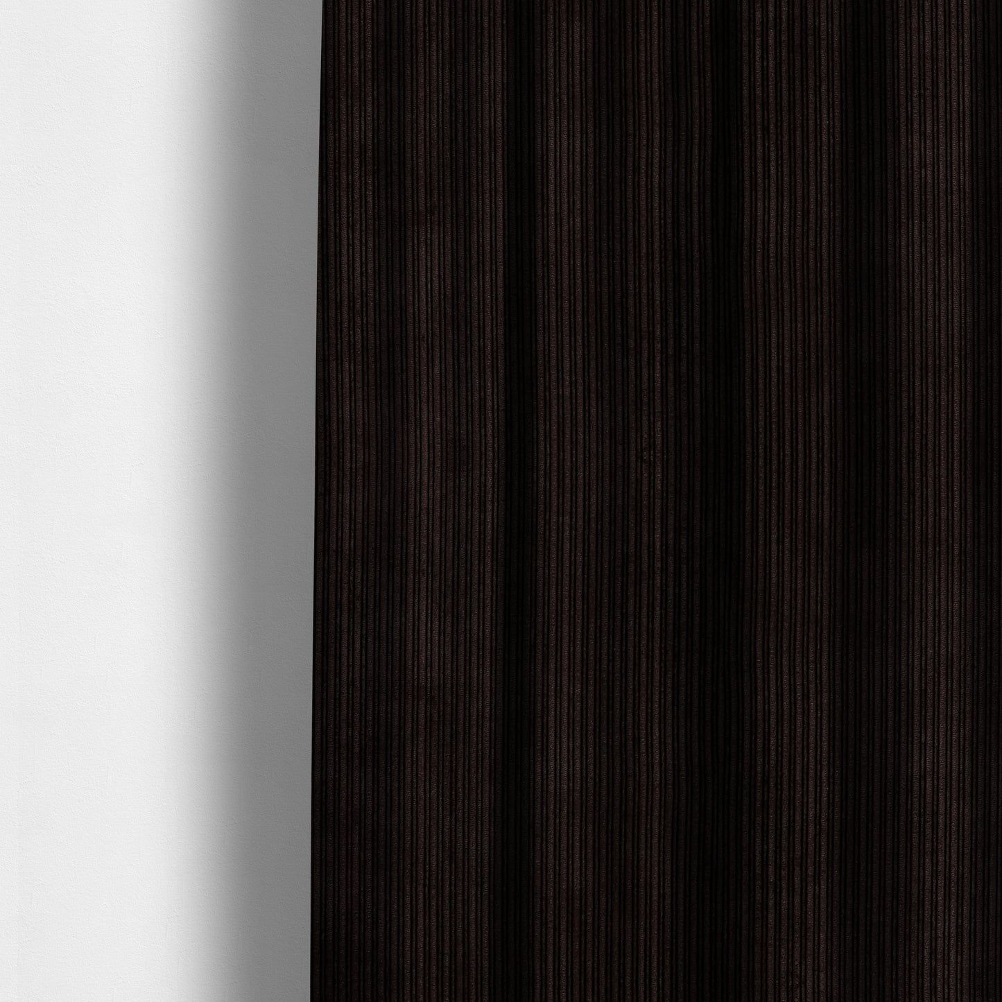 Goole Pencil Thin Striped Corduroy Upholstery Furnishing Fabric Chocolate Brown Colour - Made To Measure Curtains