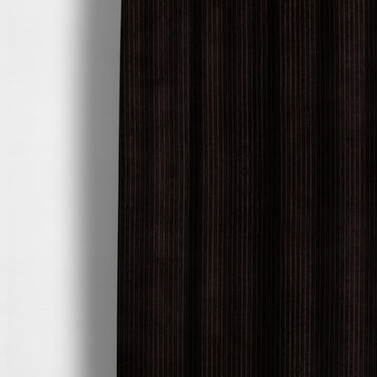 Goole Pencil Thin Striped Corduroy Upholstery Furnishing Fabric Chocolate Brown Colour - Made To Measure Curtains